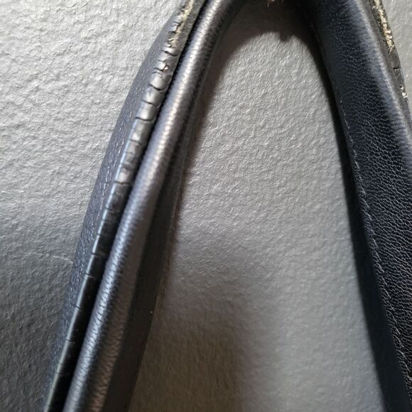 HOBO INTERNATIONAL BLACK NYLON / LEATHER LARGE Shoulder TOTE BAG 18 X 13 - Picture 5 of 12